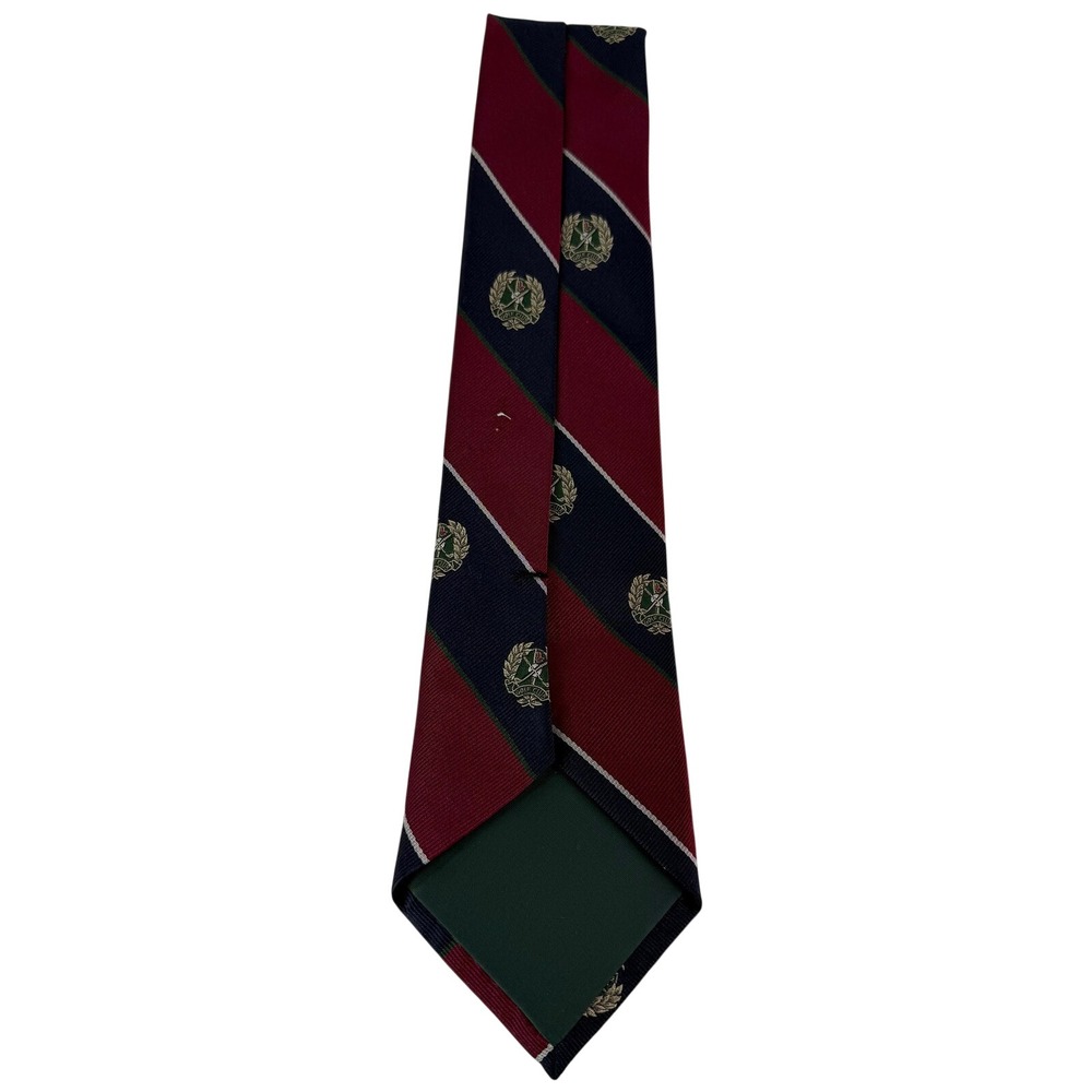 Vintage Briar "Golf Club" Necktie Burgundy Navy Striped Crest Tie Silk Blend - Picture 3 of 8